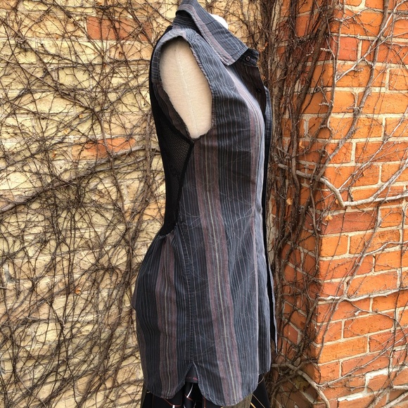 Upcycled Lace Embrace Black Button Up Shirt EMBODY - Picture 3 of 8